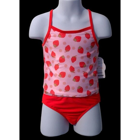 Wonder Nation Girls Strawberry Tankini 2 PC Swimsuit Size 3T Pink - Picture 5 of 13